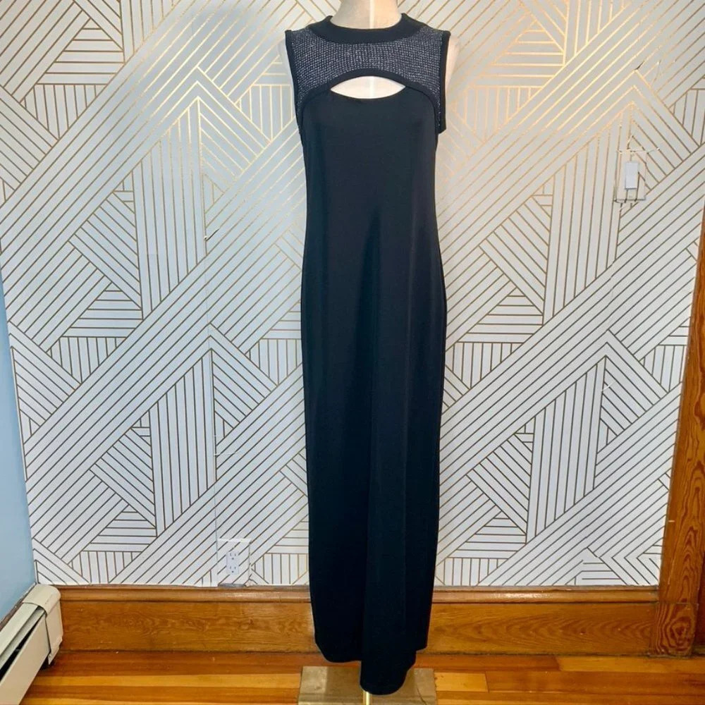 Joseph‎ Ribkoff Black Cutout Mesh Midi Dress